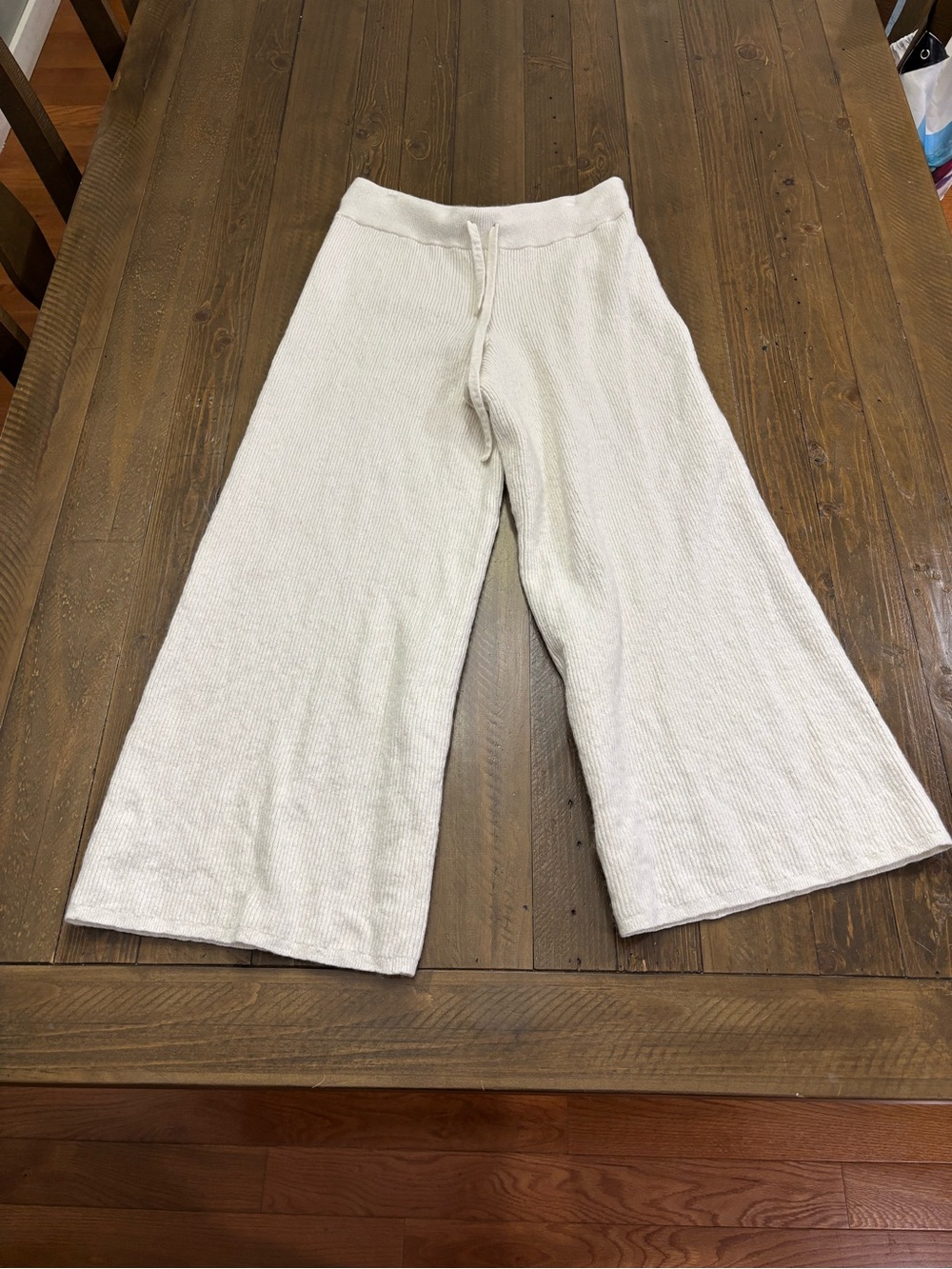 Lauren Ralph Lauren Cream Wide-Leg Wool/Cashmere Blend Lounge Pants